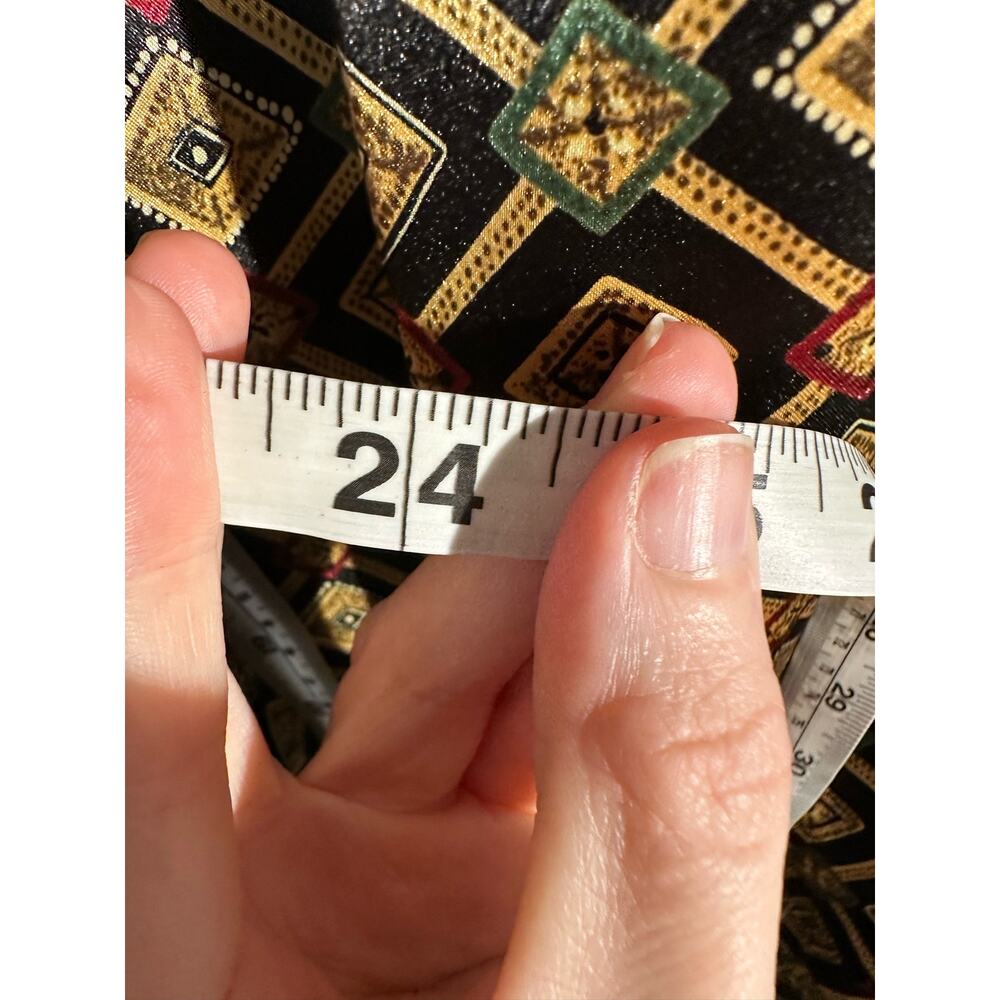 Y2K Vintage Victorias Secret Pants Small Black Satin Gold Print 90s High Rise - Picture 9 of 10